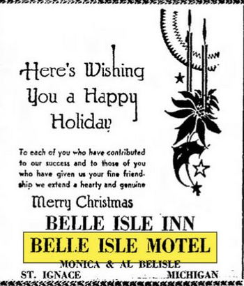 Belle Isle Motel & Dining Room - Dec 1952 Ad